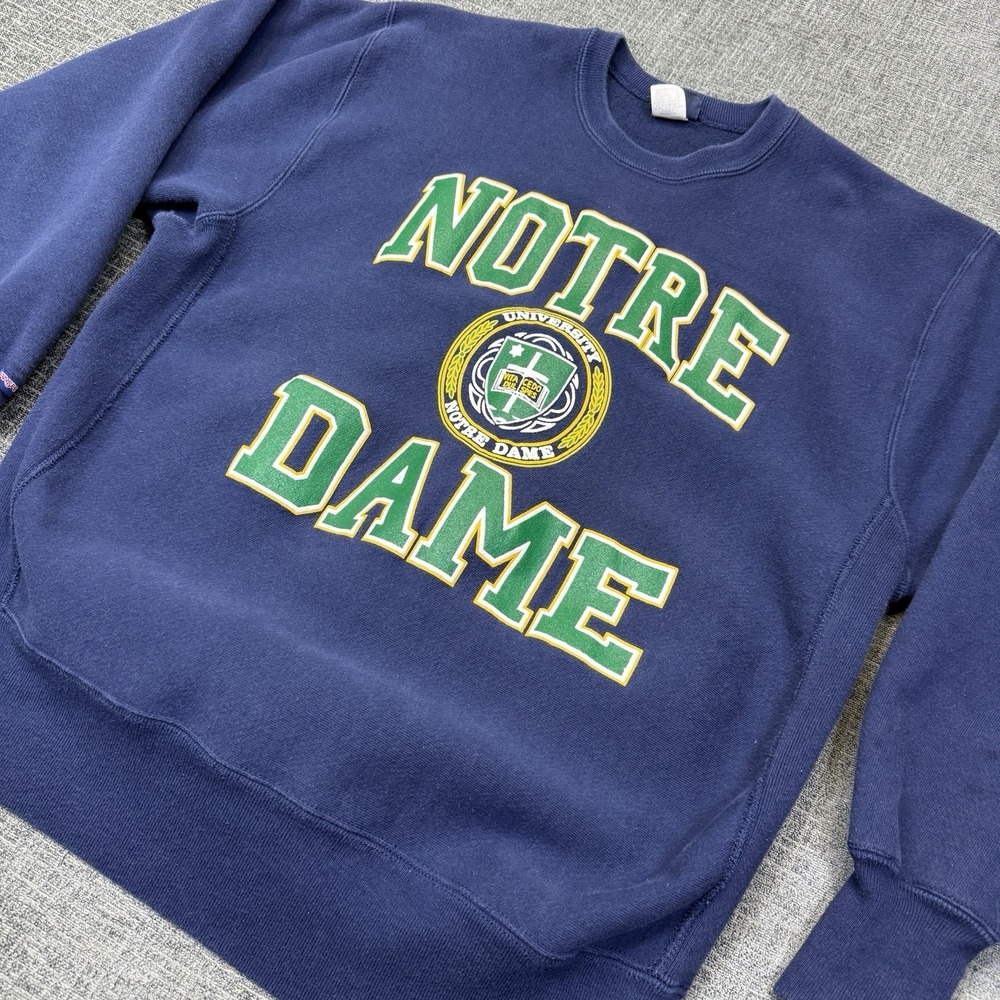 Vtg Notre Dame Fighting Irish Sweatshirt Mens XL Blue Crewneck Jansport 90s USA